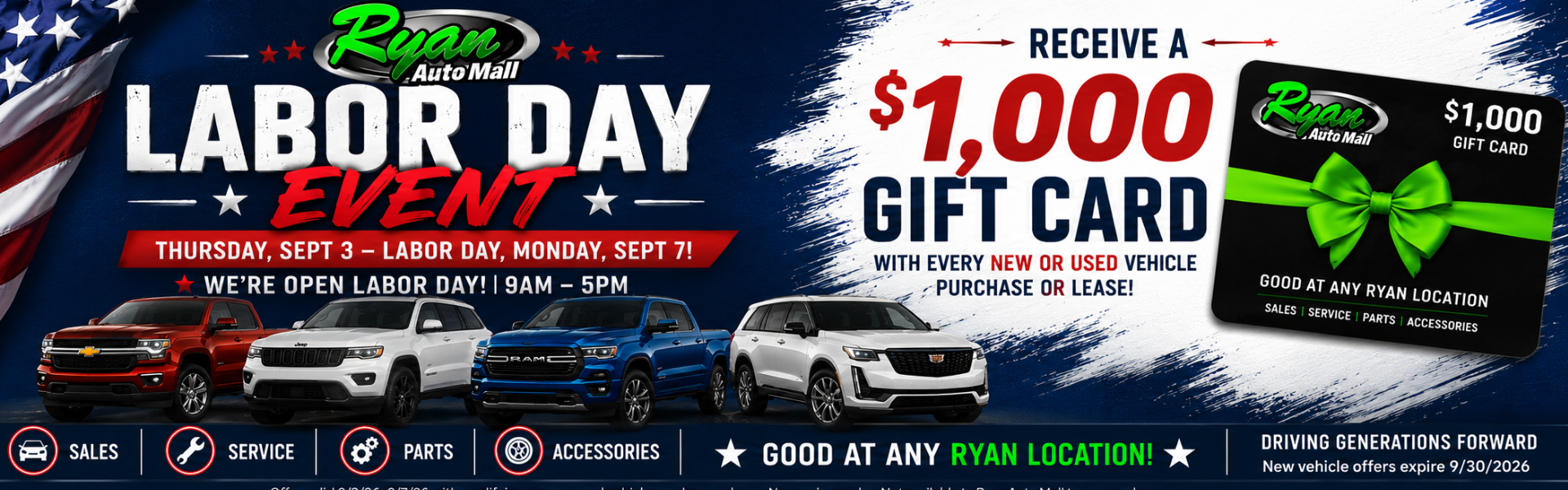 Labor Day $1,000 Gift Card Offer