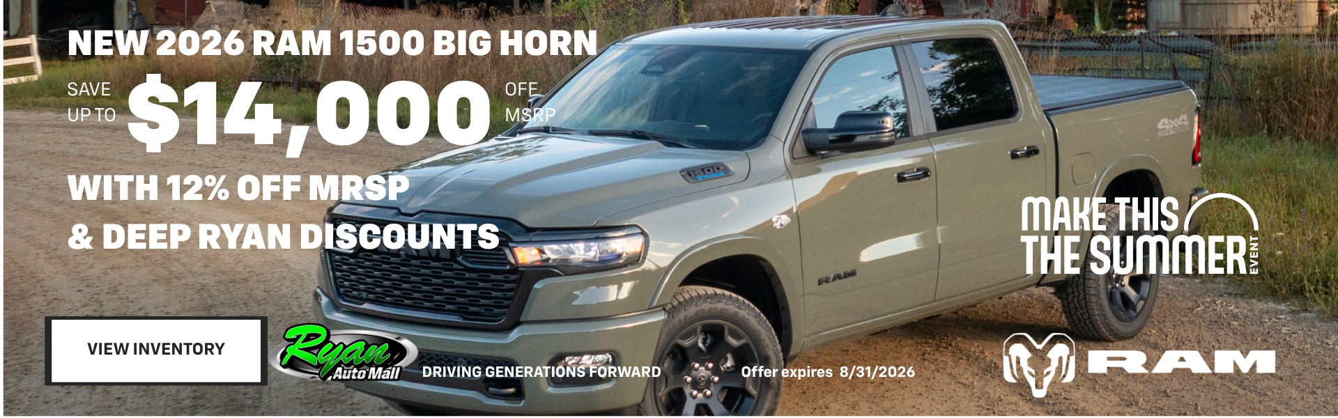 Ryan Auto Mall’s New Ram 1500 Big Horn Inventory