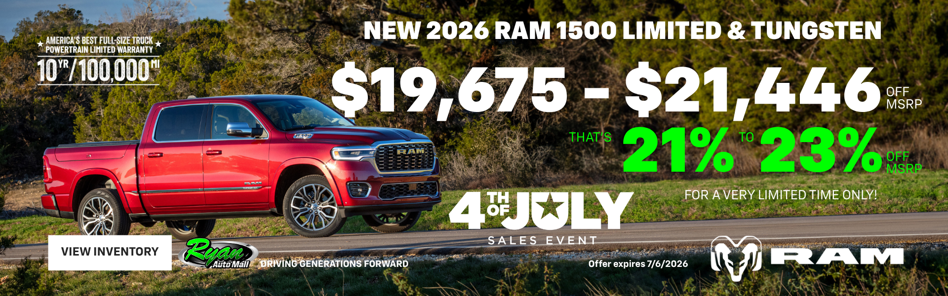 Ryan Auto Mall’s New Ram 1500 Limited & Tungsten Inventory