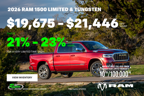 Ryan Auto Mall’s New Ram 1500 Limited & Tungsten Inventory
