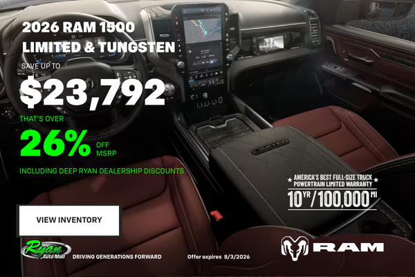 Ryan Auto Mall’s New Ram 1500 Limited & Tungsten Inventory