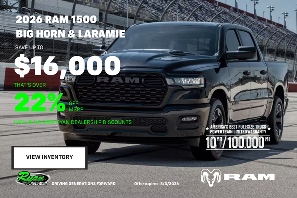 Ryan Auto Mall’s New Ram 1500 Big Horn & Laramie Inventory