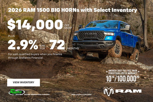 Ryan Auto Mall’s New Ram 1500 Select Inventory